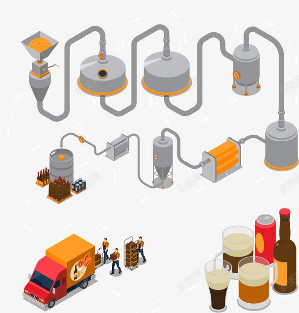 工厂生产饮料矢量图 免抠PNG素材在电商与网页设计中的创意应用