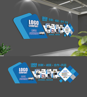 蓝色企业文化墙设计 代理代办服务的全方位指南